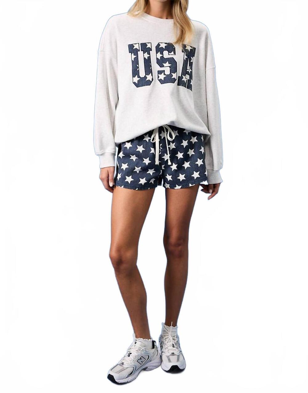 NEW SUNDAY EDITION liberty star drawstring shorts in blue